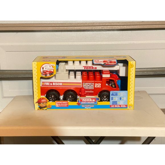 Tonka Mighty Builders Lights 'N Sounds Fire Tuff Truck Play Set - 10 pcs New - Picture 2 of 11